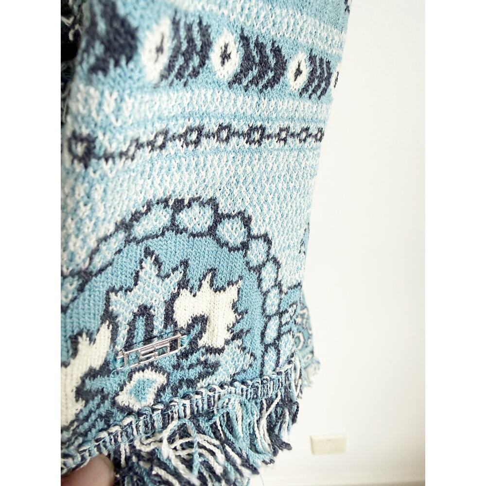 ST JOHN Blue Boho Cardigan Weater Paisley size Medium - Picture 3 of 8